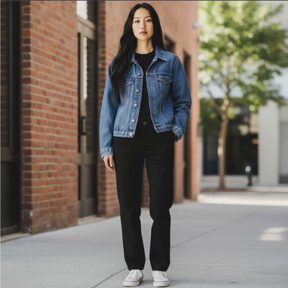 Vintage LEI Floral Denim Jacket - Picture 1 of 8